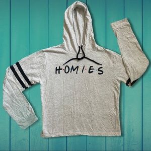 Friends Homies Hoodie TV Sitcom LS Sweater Gray